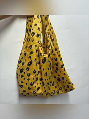 BAGGU Standard Reusuable Bag Leopard Nylon Shopping Big Large Yellow